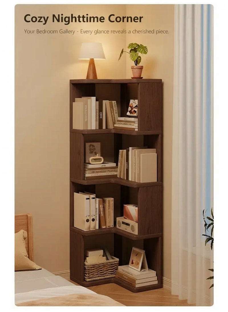 WALALLA Multifunctional Solid Wood Storage Shelf Corner Cabinet, Home Wall Corner Bookcase, Easy-to-Install Multi-Layer Corner Organizer for Living Room, Bedroom, Study, Office Supplies Rack, Utility Racks - Image 4